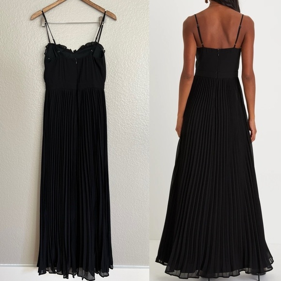 NWOT Precious Charm Black Pleated Sleeveless Maxi Dress - Picture 3 of 8